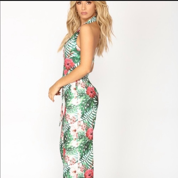 Fashion Nova halter floral tropical jumpsuit - Picture 2 of 7